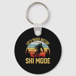 Retro skiing adventure ski snowboard enthusiasts  key ring
