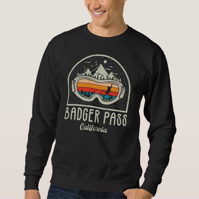 Retro Skiing at Badger Pass California Sweatshirt (Front)
