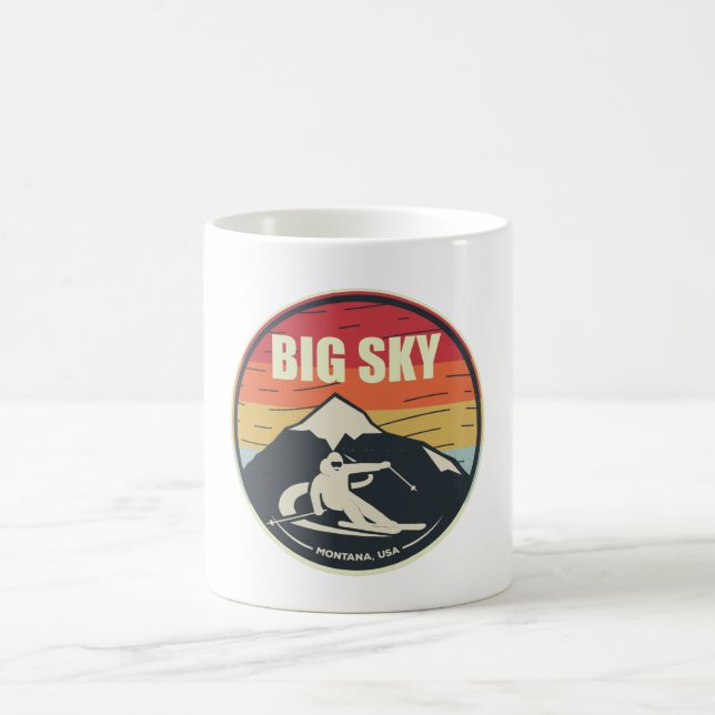Retro Skiing Big Sky Montana USA Coffee Mug (Center)