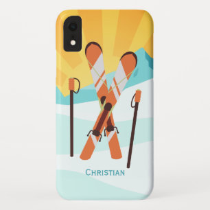 Retro Skiing Design with Snowy Landscape Case-Mate iPhone Case