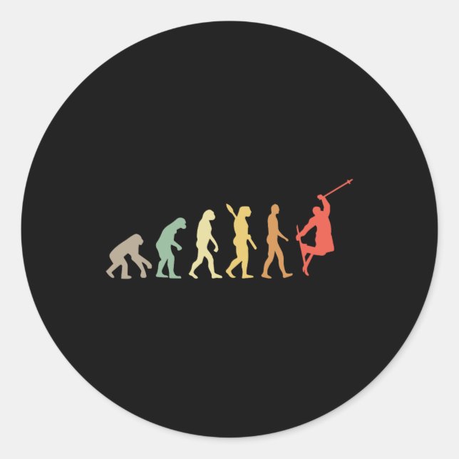 Retro Skiing Evolution For Skiers Skiing Season  Classic Round Sticker (Front)