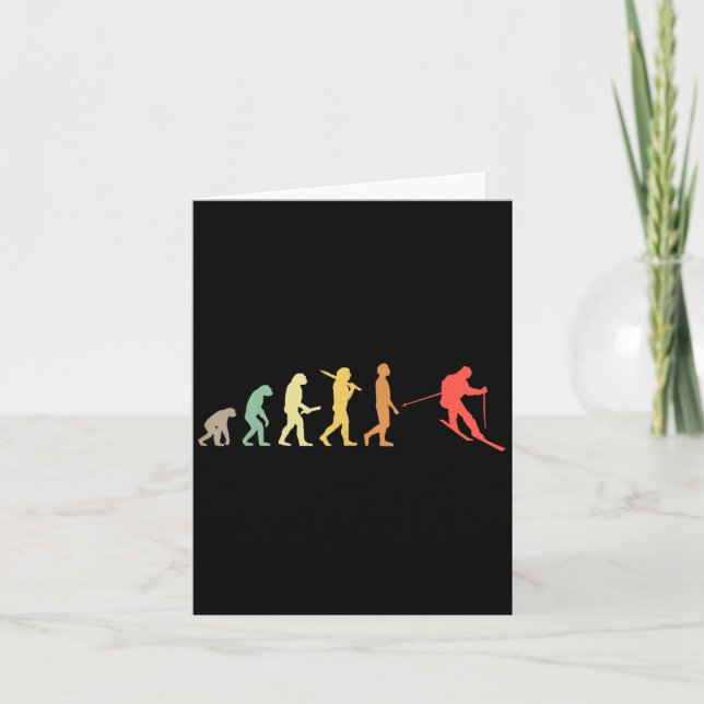 Retro Skiing Evolution Gift For Skiers  Card (Front)