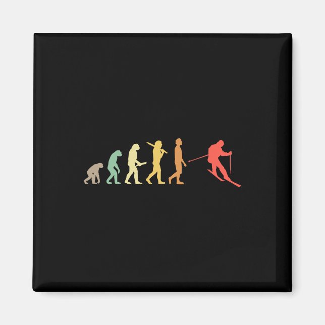 Retro Skiing Evolution Gift For Skiers  Magnet (Front)
