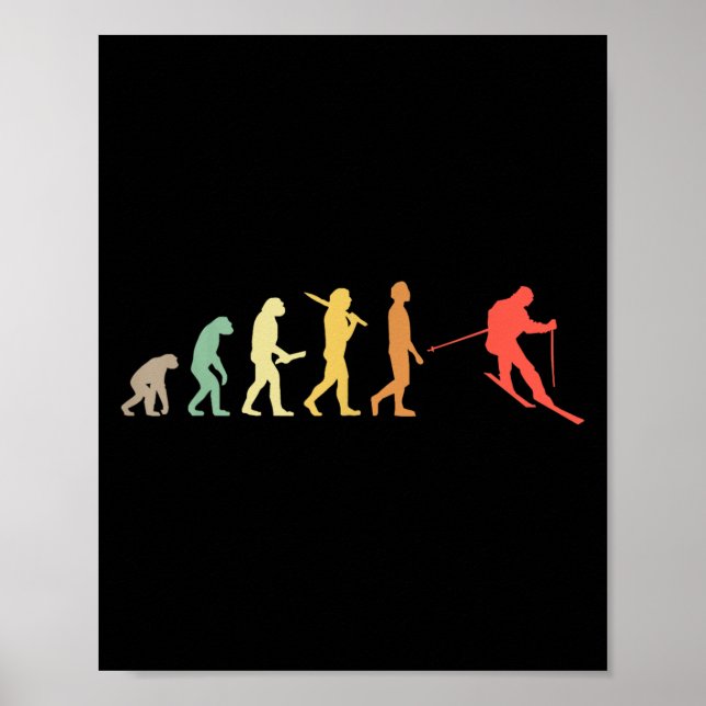 Retro Skiing Evolution Gift For Skiers  Poster (Front)