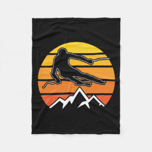 Retro Skiing Fleece Blanket