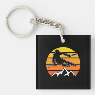 Retro Skiing Key Ring