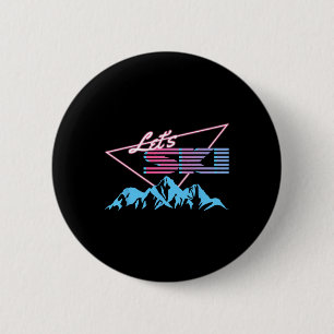 Retro Skiing Mountains 80s Ski Resort Vintage Ski 6 Cm Round Badge