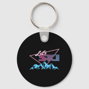 Retro Skiing Mountains 80s Ski Resort Vintage Ski Key Ring