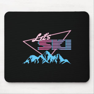 Retro Skiing Mountains 80s Ski Resort Vintage Ski Mouse Pad