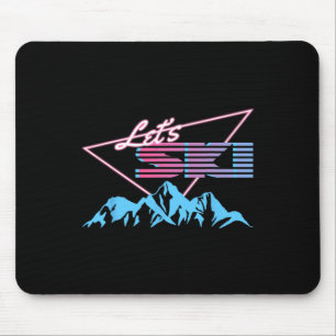 Retro Skiing Mountains 80s Ski Resort Vintage Ski Mouse Pad