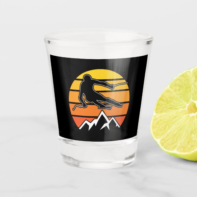Retro Skiing Shot Glass (Front)
