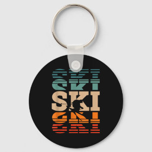 Retro skiing ski key ring