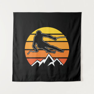 Retro Skiing Tapestry