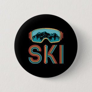 Retro Skiing Winter Sport Shirt For Men Women Snow 6 Cm Round Badge