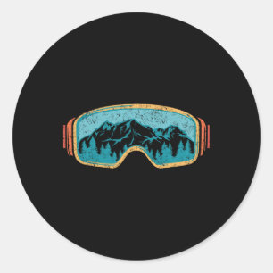 Retro Skiing Winter Sport Shirt For Men Women Snow Classic Round Sticker