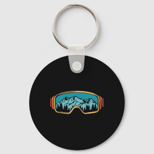 Retro Skiing Winter Sport Shirt For Men Women Snow Key Ring