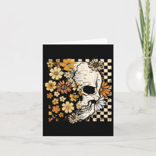 Retro Skull Skeleton Floral Fall Autumn Spooky Hal Card