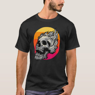 Retro Skull With Flames Awesome Vintage Flaming Sk T-Shirt