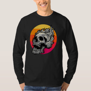 Retro Skull With Flames Awesome Vintage Flaming Sk T-Shirt