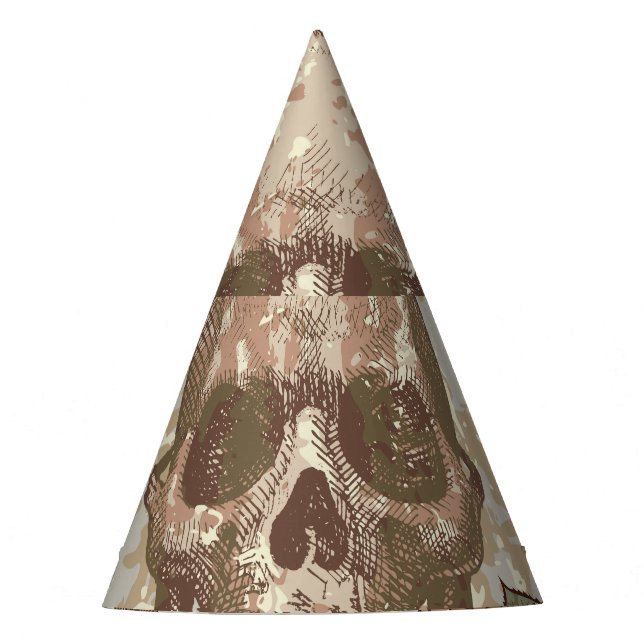 Retro Skulls and Roses Ornament Party Hat (Front)