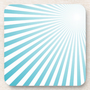 Retro Sky blue Sun Rays Background Coaster