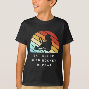 Retro Sled Hockey Player Silhouette Day Hockey T-Shirt