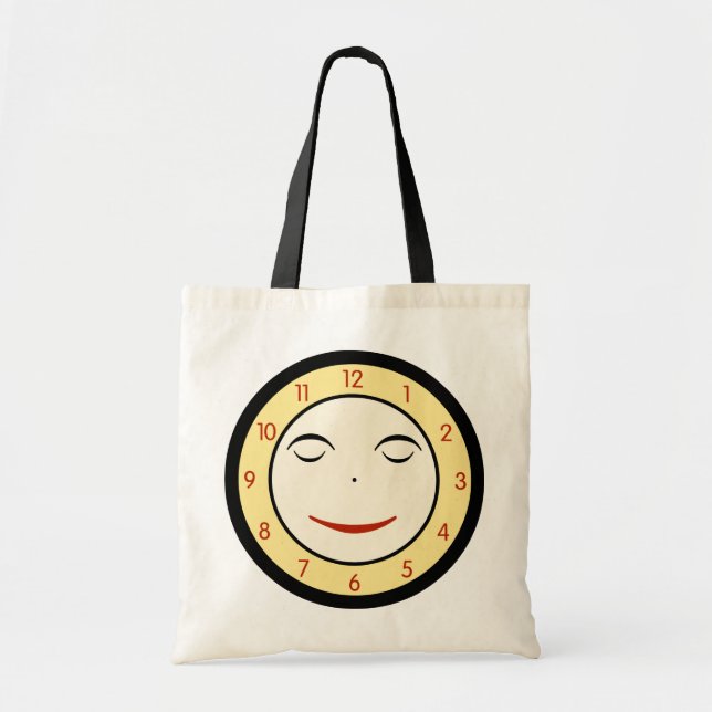 Retro Sleepy Clock Face Tote Bag (Front)