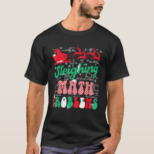 Retro Sleighing Math Problem Xmas In Math Teacher  T-Shirt