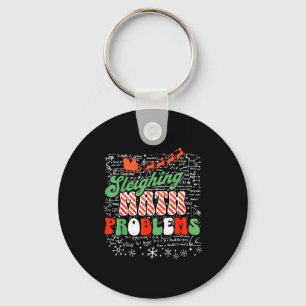 Retro Sleighing Math Problems Santa Math Teacher C Key Ring