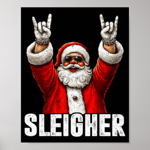 Retro Sleighing Math Problems Santa Math Teacher C Poster