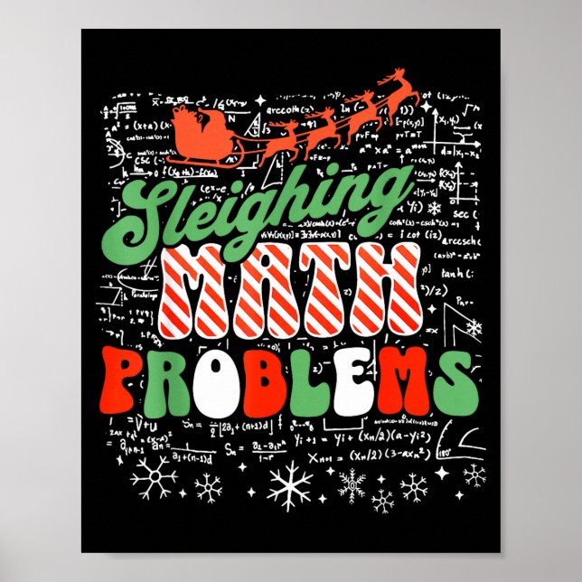 Retro Sleighing Math Problems Santa Math Teacher C Poster (Front)