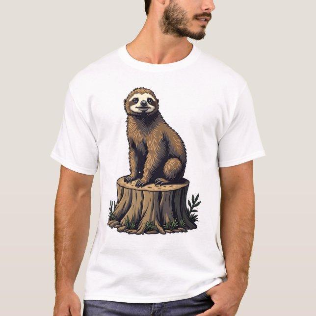 Retro Sloth Engraving Wildlife Shirt (3) (Front)