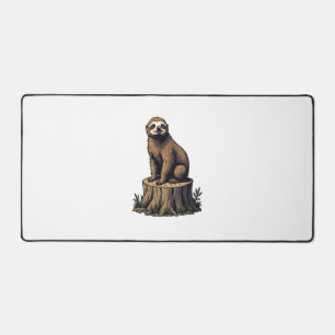 Retro Sloth Engraving Wildlife Shirt (3) Desk Mat