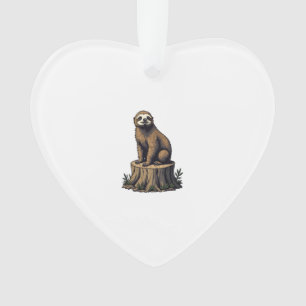 Retro Sloth Engraving Wildlife Shirt (3) Ornament
