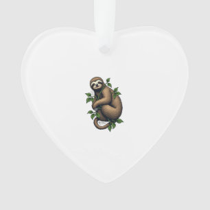 Retro Sloth Line Art Vintage Tee (4) Ornament