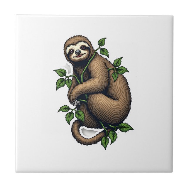 Retro Sloth Line Art Vintage Tee (4) Tile (Front)