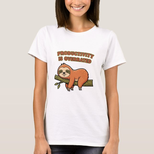 Retro Sloth Productivity Is Overrated Women’s T-Sh T-Shirt (Front)