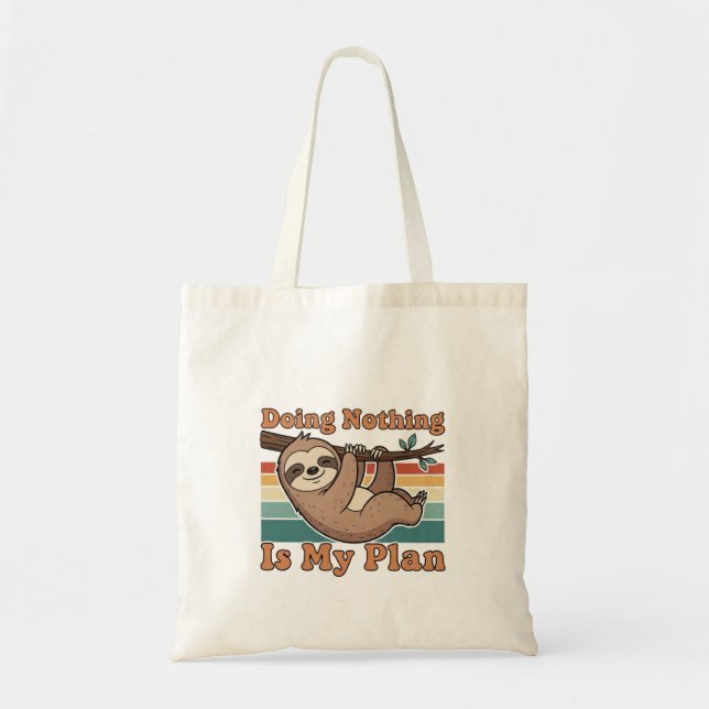 Retro Sloth Slow Life Canvas Tote Bag (Front)