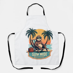 Retro Sloth Vacation Shirt Funny Tropical Relax De Apron