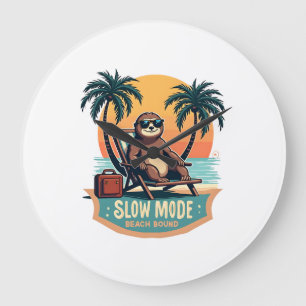 Retro Sloth Vacation Shirt Funny Tropical Relax De Large Clock
