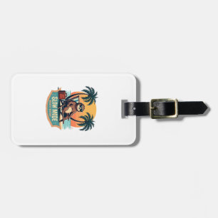 Retro Sloth Vacation Shirt Funny Tropical Relax De Luggage Tag