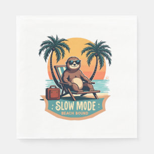 Retro Sloth Vacation Shirt Funny Tropical Relax De Napkin