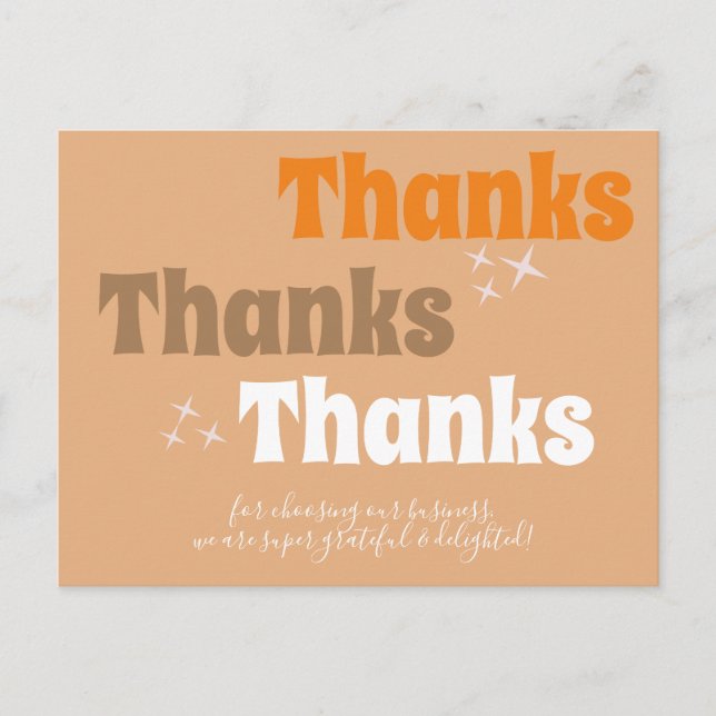 Retro Small Business Stars Groovy Thank You Postcard (Front)