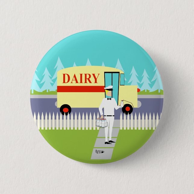 Retro Small Town Milkman Button (Front)