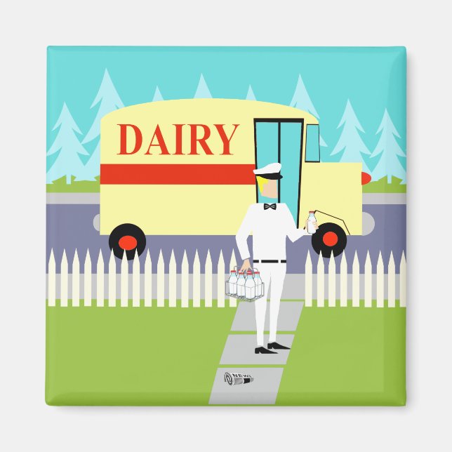 Retro Small Town Milkman Magnet (Front)
