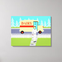 Retro Small Town Milkman Stretched Canvas Print