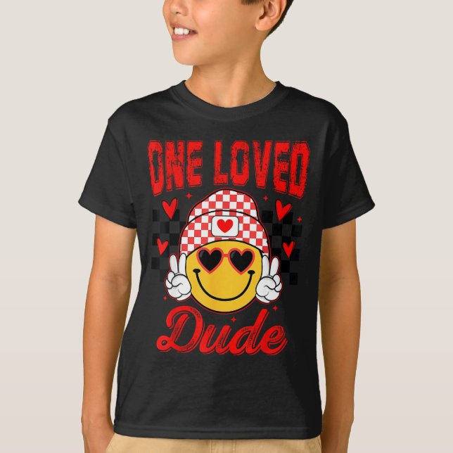 Retro Smile Face One Loved Dude Valentines Day Men T-Shirt (Front)