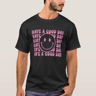 Retro Smile Face, Pink Smile Face Aesthetic Trend T-Shirt