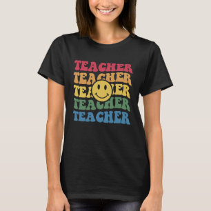 Retro Smile Face Teacher Inspirational Elementary  T-Shirt