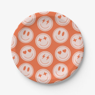 Retro Smile Pattern Paper Plate